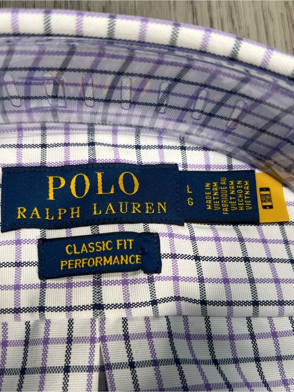 New Polo Ralph Lauren Button Down Men’s L Classic Fit Performance White Purple